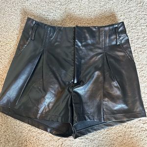 She Sky Black Leather Shorts - Size Large